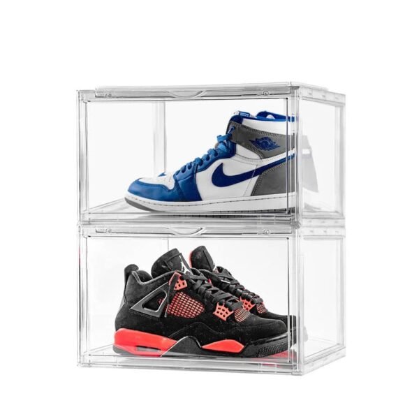 Sneakkool Acrylic Crystal Clear Shoe Display Box, Side Door Open SKB01