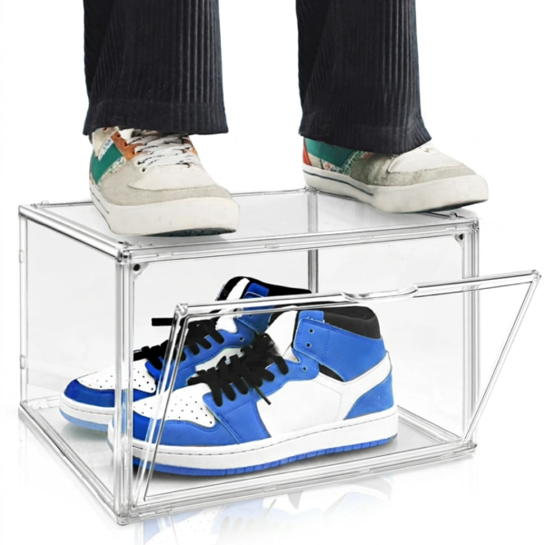 Sneakkool Acrylic Crystal Clear Shoe Display Box, Side Door Open SKB11